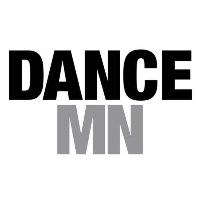 DanceMN logo: "DANCE" in all caps in black over top "MN" in gray