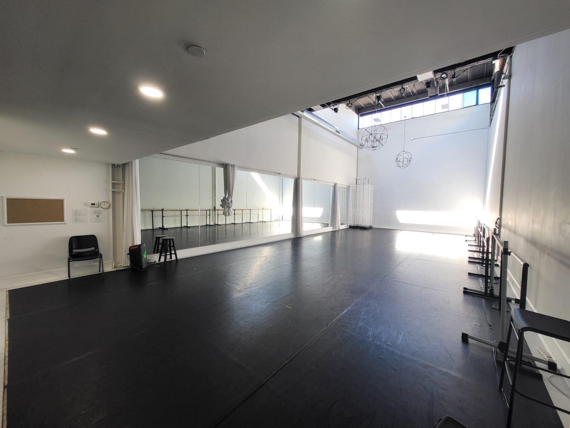 Collide's Studio 1, with black Marley and sky lights