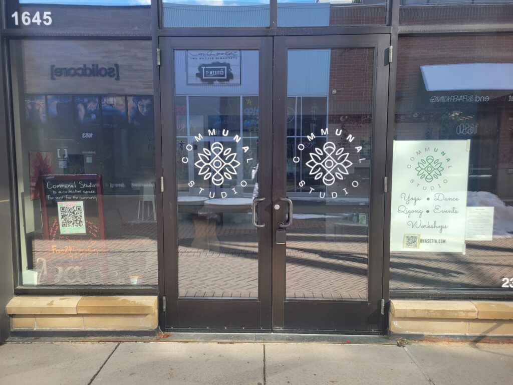Pic of the front doors of Communal Studio